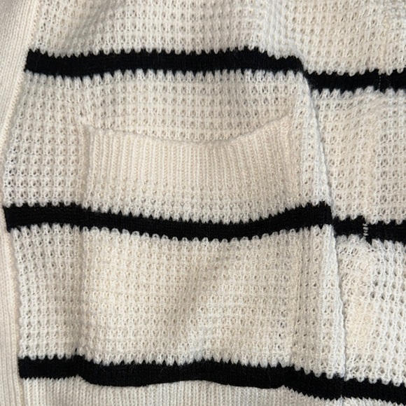 Women's Cream and Black Striped Knit Sweater - Picture 4 of 7